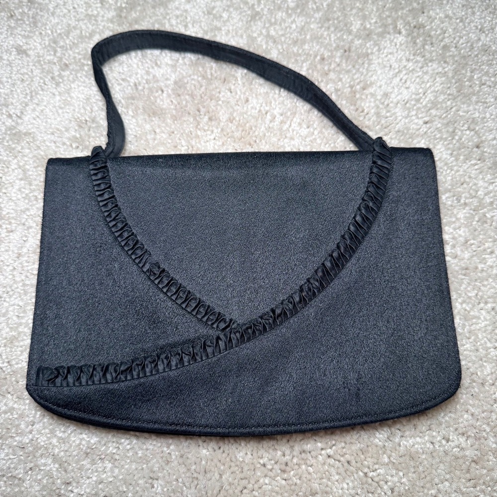 Vintage Tano Evening Bag Black Handbag Purse Classic‎ Ruffle Elegant Party Cute